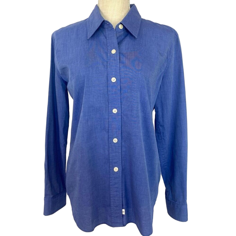 DKNY Jeans Top Women’s 8 Blue 100% Cotton Long sleeves Collared Button Down Y2K